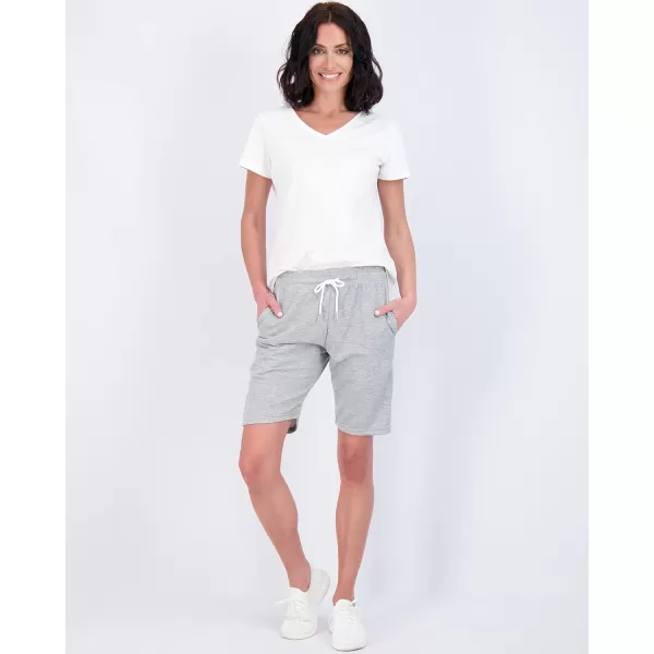 Real Essentials 3 Pack Womens Cotton French Terry 9 Bermuda Short PocketsCasual Lounge Athletic Available in PlusBermuda 9  Inch Inseam 9 Inch Set 6