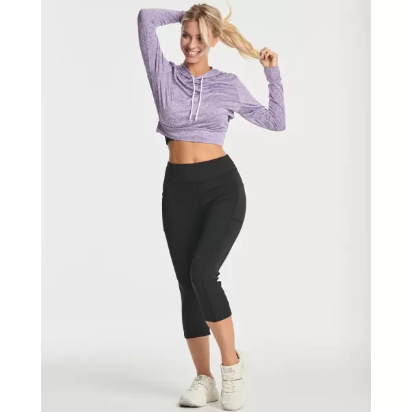 Real Essentials 3 Pack Womens DryFit Long Sleeve Cropped Hoodie  Athletic Hooded Crop Sweatshirt Available in Plus SizeTennis Set 2