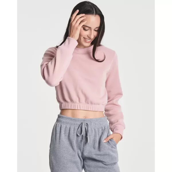 Real Essentials 3 Pack Womens Fleece Cropped Sweatshirt  Long Sleeve Crew Neck Crop Top Available in Plus SizePlus Size Set 1