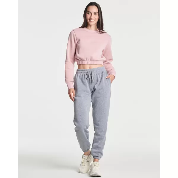 Real Essentials 3 Pack Womens Fleece Cropped Sweatshirt  Long Sleeve Crew Neck Crop Top Available in Plus SizePlus Size Set 1