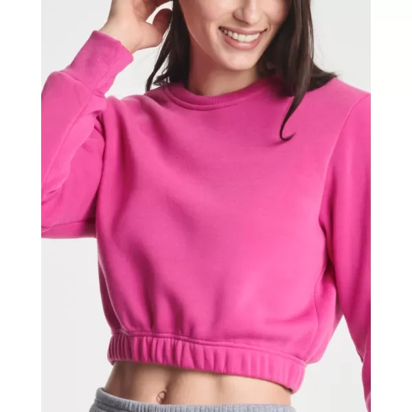 Real Essentials 3 Pack Womens Fleece Cropped Sweatshirt  Long Sleeve Crew Neck Crop Top Available in Plus SizePlus Size Set 3