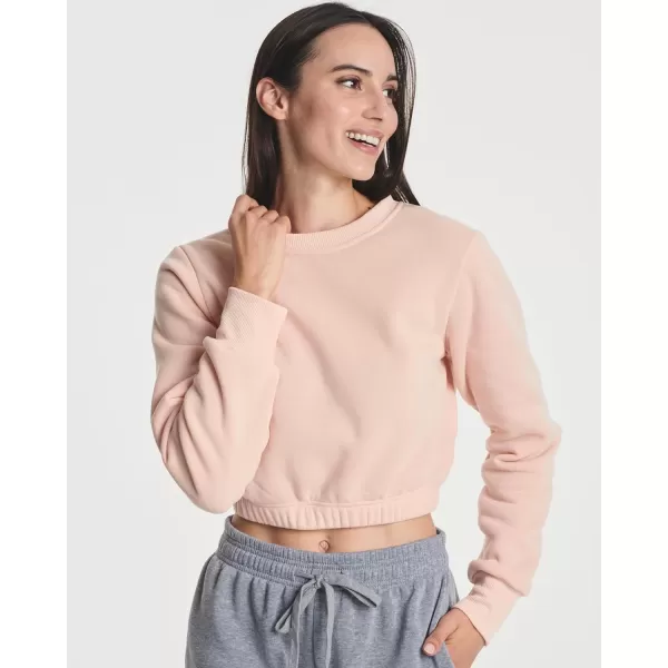 Real Essentials 3 Pack Womens Fleece Cropped Sweatshirt  Long Sleeve Crew Neck Crop Top Available in Plus SizePlus Size Set 5