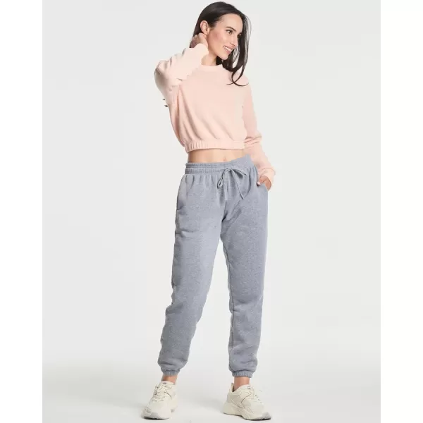 Real Essentials 3 Pack Womens Fleece Cropped Sweatshirt  Long Sleeve Crew Neck Crop Top Available in Plus SizePlus Size Set 5