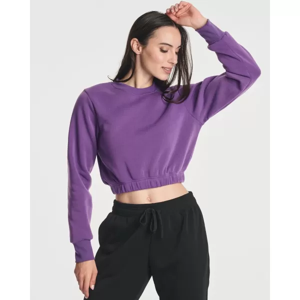 Real Essentials 3 Pack Womens Fleece Cropped Sweatshirt  Long Sleeve Crew Neck Crop Top Available in Plus SizePlus Size Set 6