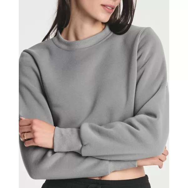 Real Essentials 3 Pack Womens Fleece Cropped Sweatshirt  Long Sleeve Crew Neck Crop Top Available in Plus SizePlus Size Set 6