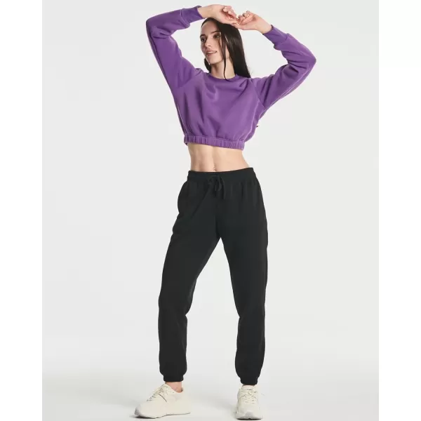 Real Essentials 3 Pack Womens Fleece Cropped Sweatshirt  Long Sleeve Crew Neck Crop Top Available in Plus SizePlus Size Set 6