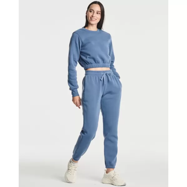 Real Essentials 3 Pack Womens Fleece Cropped Sweatshirt  Long Sleeve Crew Neck Crop Top Available in Plus SizePlus Size Set 7