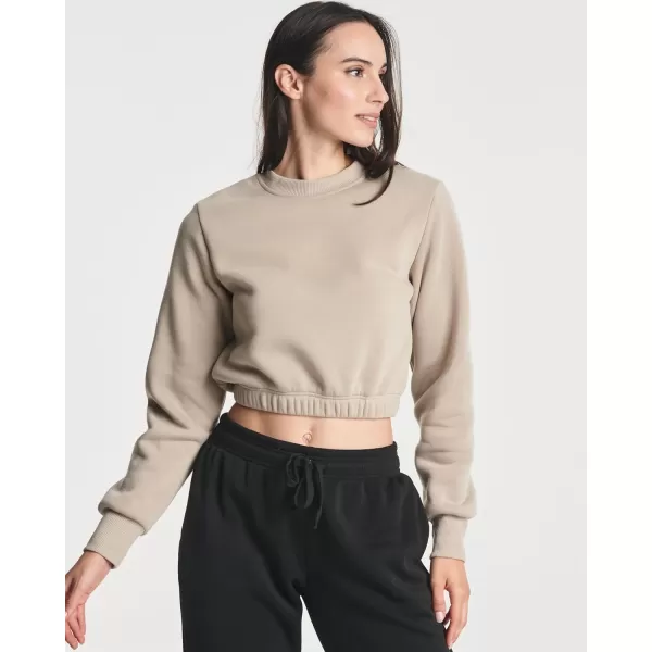 Real Essentials 3 Pack Womens Fleece Cropped Sweatshirt  Long Sleeve Crew Neck Crop Top Available in Plus SizePlus Size Set 7