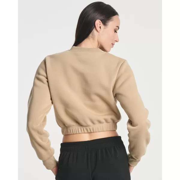 Real Essentials 3 Pack Womens Fleece Cropped Sweatshirt  Long Sleeve Crew Neck Crop Top Available in Plus SizePlus Size Set 9