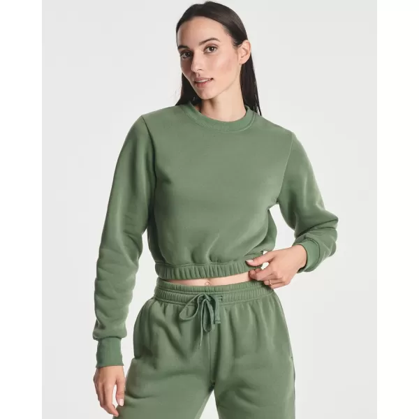 Real Essentials 3 Pack Womens Fleece Cropped Sweatshirt  Long Sleeve Crew Neck Crop Top Available in Plus SizePlus Size Set 9