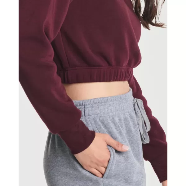 Real Essentials 3 Pack Womens Fleece Cropped Sweatshirt  Long Sleeve Crew Neck Crop Top Available in Plus SizeStandard Set 4