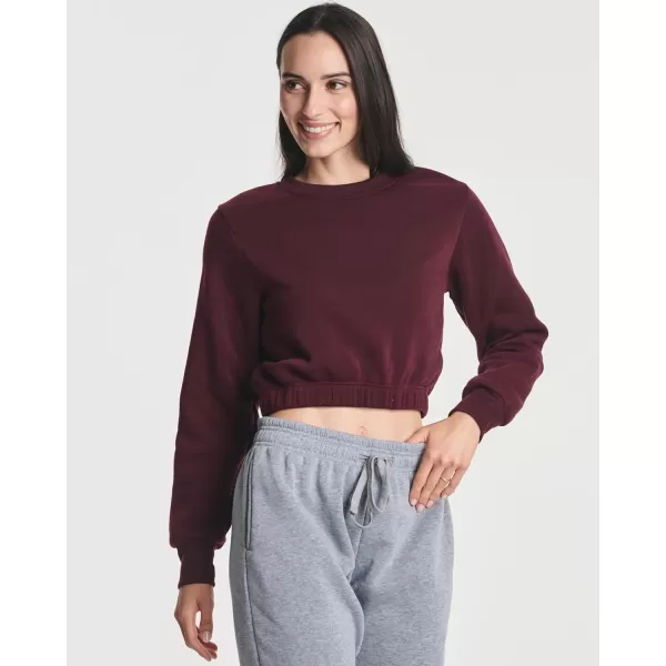 Real Essentials 3 Pack Womens Fleece Cropped Sweatshirt  Long Sleeve Crew Neck Crop Top Available in Plus SizeStandard Set 4