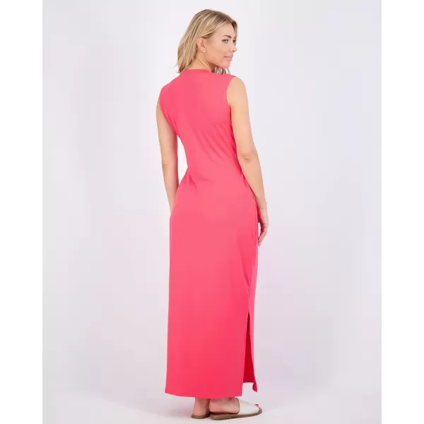Real Essentials 3 Pack Womens Long Tank Maxi TShirt Summer Casual Dress with Pockets Available in Plus SizeSet 4