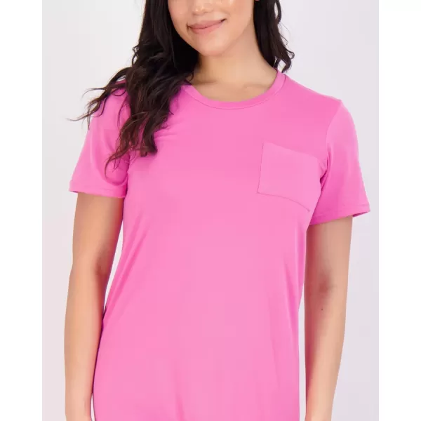 Real Essentials 3 Pack Womens Nightshirt Short Sleeve Soft Nightgown Sleep Dress With Pocket Available In Plus SizeSet 12