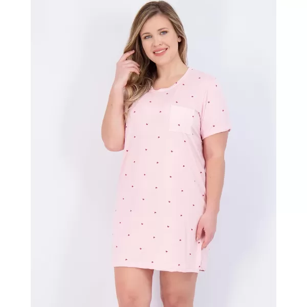 Real Essentials 3 Pack Womens Nightshirt Short Sleeve Soft Nightgown Sleep Dress With Pocket Available In Plus SizeSet 4