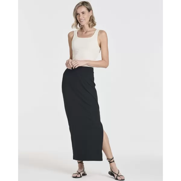 Real Essentials 3 Pack Womens Ribbed High Waisted Maxi Skirt with Side Slit  Casual Long SkirtSet 1