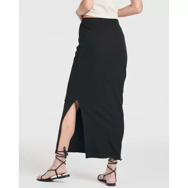 Real Essentials 3 Pack Womens Ribbed High Waisted Maxi Skirt with Side Slit  Casual Long SkirtSet 2