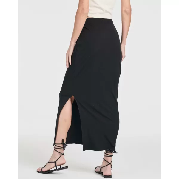 Real Essentials 3 Pack Womens Ribbed High Waisted Maxi Skirt with Side Slit  Casual Long SkirtSet 3