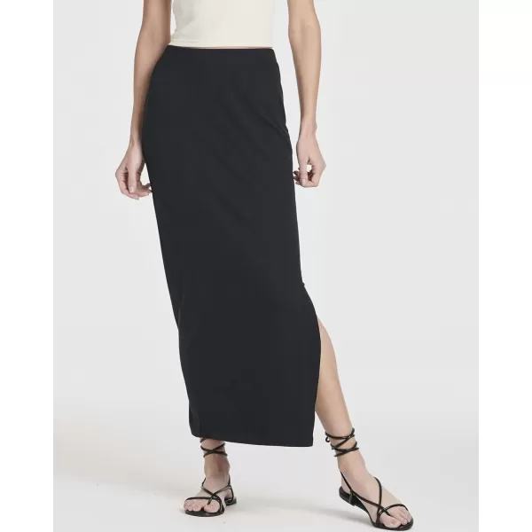 Real Essentials 3 Pack Womens Ribbed High Waisted Maxi Skirt with Side Slit  Casual Long SkirtSet 5