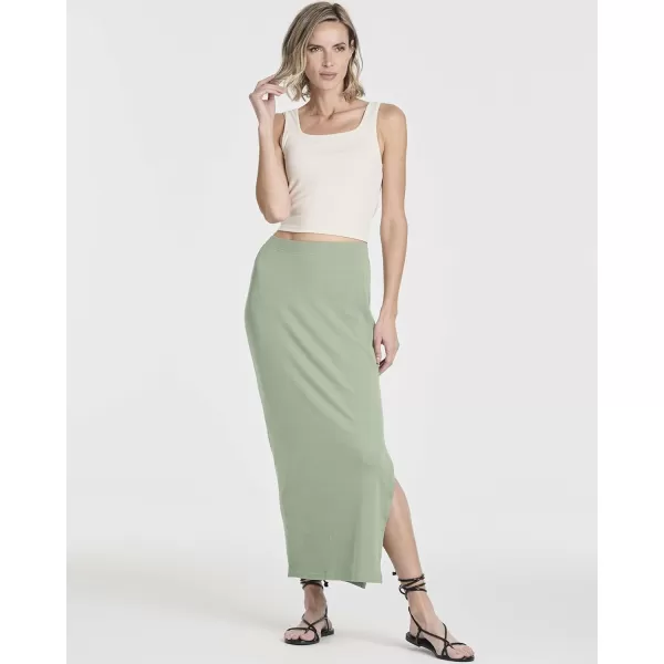Real Essentials 3 Pack Womens Ribbed High Waisted Maxi Skirt with Side Slit  Casual Long SkirtSet 5