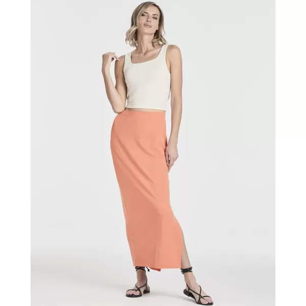 Real Essentials 3 Pack Womens Ribbed High Waisted Maxi Skirt with Side Slit  Casual Long SkirtSet 7