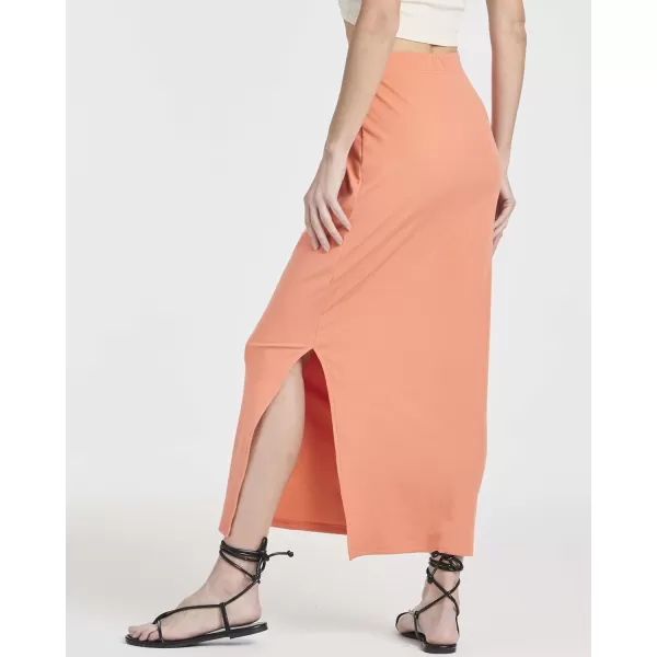 Real Essentials 3 Pack Womens Ribbed High Waisted Maxi Skirt with Side Slit  Casual Long SkirtSet 7