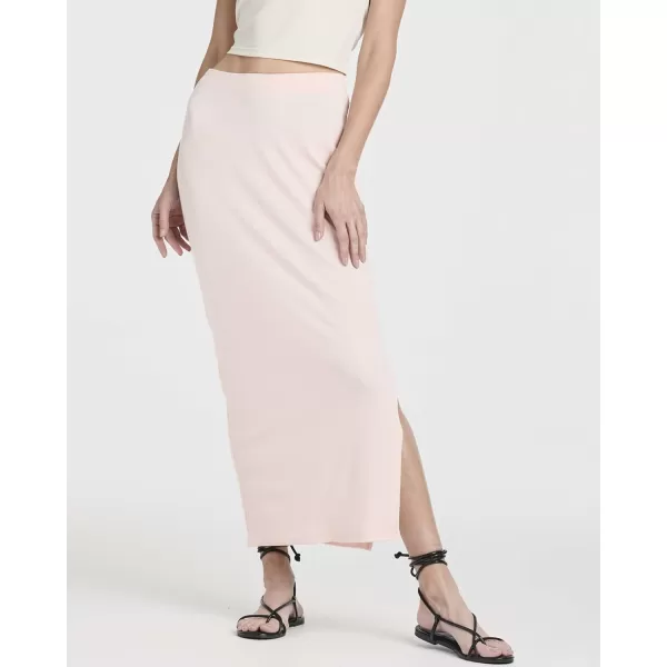 Real Essentials 3 Pack Womens Ribbed High Waisted Maxi Skirt with Side Slit  Casual Long SkirtSet 8