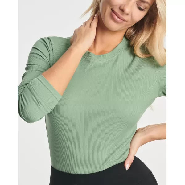 Real Essentials 3 Pack Womens Round Neck Long Sleeve Ribbed Bodysuit Shirt Tops Available in Plus SizePlus Set 6