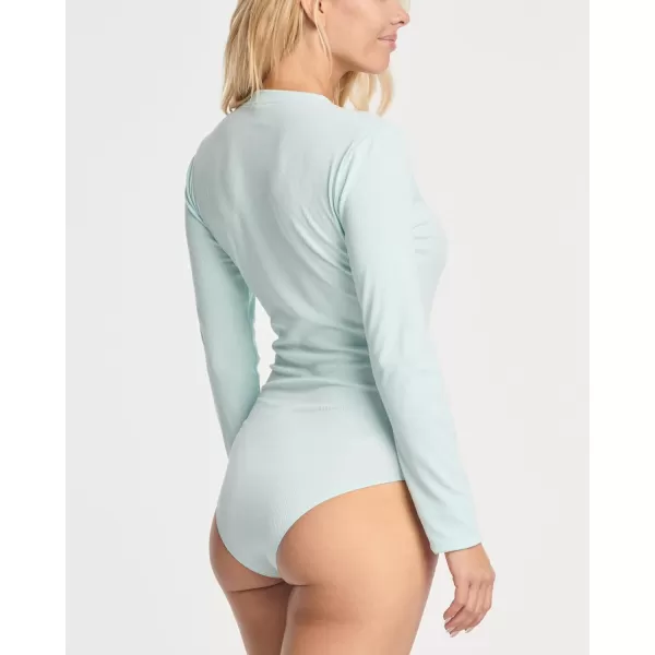 Real Essentials 3 Pack Womens Round Neck Long Sleeve Ribbed Bodysuit Shirt Tops Available in Plus SizePlus Set 7