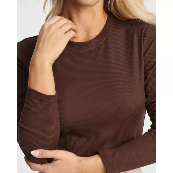 Real Essentials 3 Pack Womens Round Neck Long Sleeve Ribbed Bodysuit Shirt Tops Available in Plus SizeSet 5