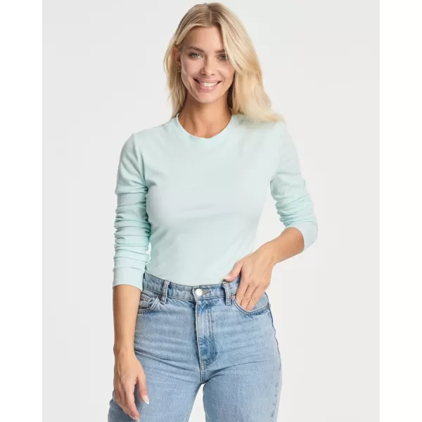 Real Essentials 3 Pack Womens Round Neck Long Sleeve Ribbed Bodysuit Shirt Tops Available in Plus SizeSet 7