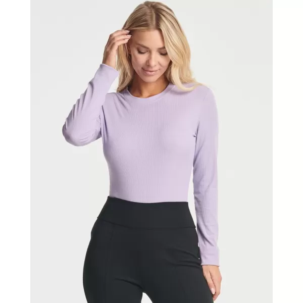 Real Essentials 3 Pack Womens Round Neck Long Sleeve Ribbed Bodysuit Shirt Tops Available in Plus SizeStandard Set 3