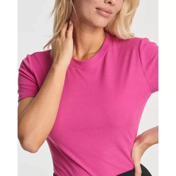 Real Essentials 3 Pack Womens Round Neck Short Sleeve Ribbed Shapewear Bodysuit Shirt Tops  Available in Plus SizeRegular Size Set 3
