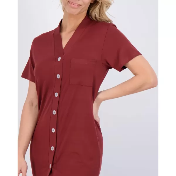 Real Essentials 3 Pack Womens Short Sleeve Full ButtonDown Henley Nightshirt Nightgown Sleep Dress Available In Plus SizeHenley Shirt Set 2