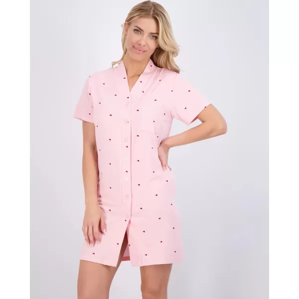 Real Essentials 3 Pack Womens Short Sleeve Full ButtonDown Henley Nightshirt Nightgown Sleep Dress Available In Plus SizeHenley Shirt Set 2