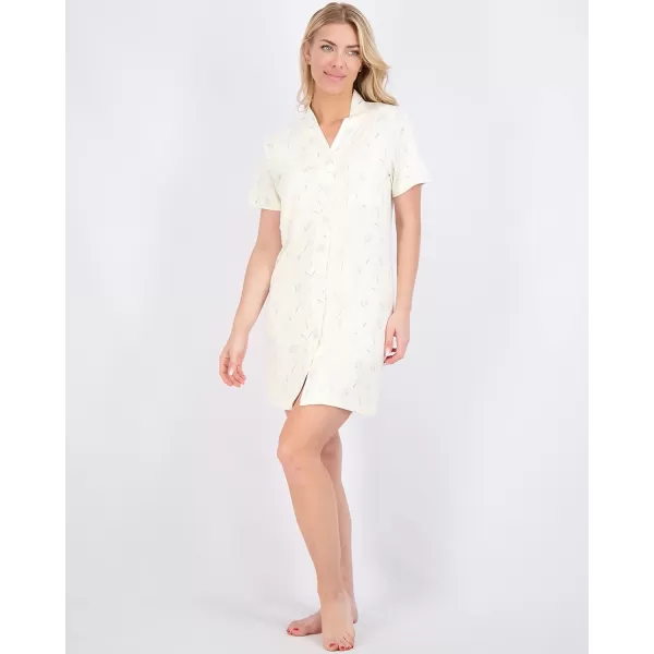 Real Essentials 3 Pack Womens Short Sleeve Full ButtonDown Henley Nightshirt Nightgown Sleep Dress Available In Plus SizeHenley Shirt Set 3