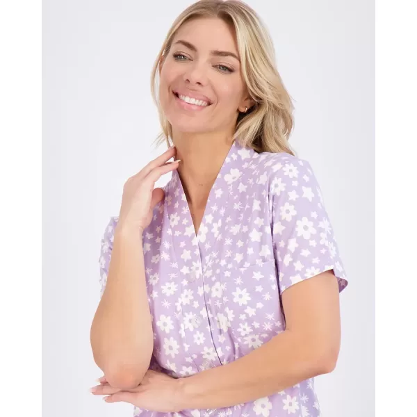 Real Essentials 3 Pack Womens Short Sleeve Full ButtonDown Henley Nightshirt Nightgown Sleep Dress Available In Plus SizeHenley Shirt Set 6