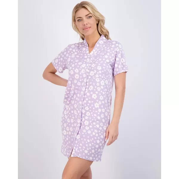 Real Essentials 3 Pack Womens Short Sleeve Full ButtonDown Henley Nightshirt Nightgown Sleep Dress Available In Plus SizeHenley Shirt Set 6