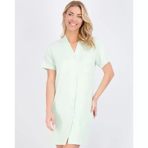 Real Essentials 3 Pack Womens Short Sleeve Full ButtonDown Henley Nightshirt Nightgown Sleep Dress Available In Plus SizeHenley Shirt Set 7