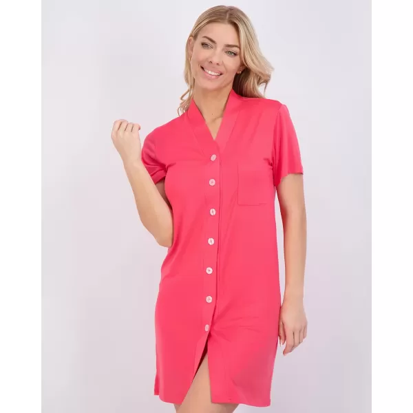 Real Essentials 3 Pack Womens Short Sleeve Full ButtonDown Henley Nightshirt Nightgown Sleep Dress Available In Plus SizeHenley Shirt Set 8