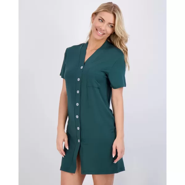 Real Essentials 3 Pack Womens Short Sleeve Full ButtonDown Henley Nightshirt Nightgown Sleep Dress Available In Plus SizeHenley Shirt Set 8