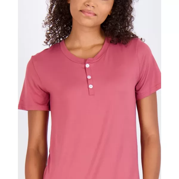 Real Essentials 3 Pack Womens Short Sleeve Henley Nightshirt Nightgown Sleep Dress Available In Plus SizePlus Size Set 2
