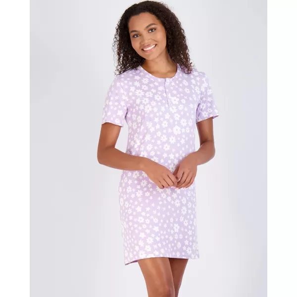 Real Essentials 3 Pack Womens Short Sleeve Henley Nightshirt Nightgown Sleep Dress Available In Plus SizePlus Size Set 2