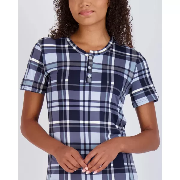 Real Essentials 3 Pack Womens Short Sleeve Henley Nightshirt Nightgown Sleep Dress Available In Plus SizeSet 4