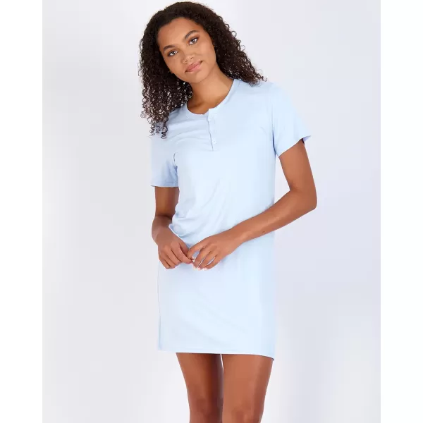Real Essentials 3 Pack Womens Short Sleeve Henley Nightshirt Nightgown Sleep Dress Available In Plus SizeSet 8