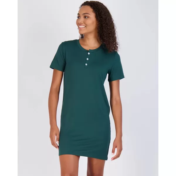 Real Essentials 3 Pack Womens Short Sleeve Henley Nightshirt Nightgown Sleep Dress Available In Plus SizeStandard Set 1