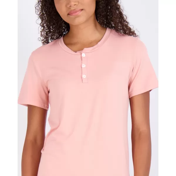 Real Essentials 3 Pack Womens Short Sleeve Henley Nightshirt Nightgown Sleep Dress Available In Plus SizeStandard Set 1