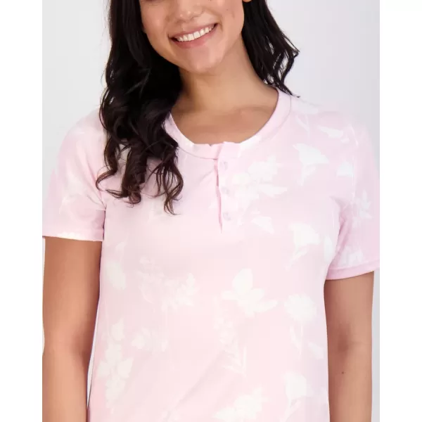 Real Essentials 3 Pack Womens Short Sleeve Henley Nightshirt Nightgown Sleep Dress Available In Plus SizeStandard Set 11