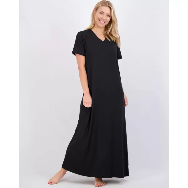 Real Essentials 3 Pack Womens Soft Maxi Long Nightshirt Short Sleeve Soft Nightgown Sleep Dress Available in Plus SizeSet 1