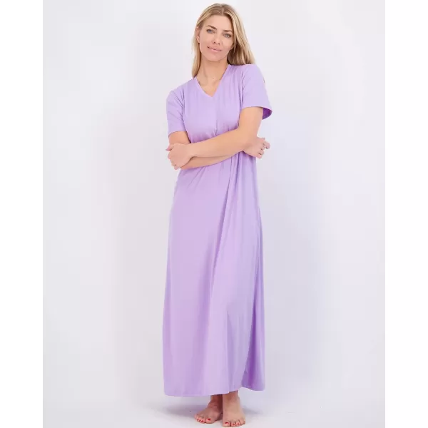 Real Essentials 3 Pack Womens Soft Maxi Long Nightshirt Short Sleeve Soft Nightgown Sleep Dress Available in Plus SizeSet 1